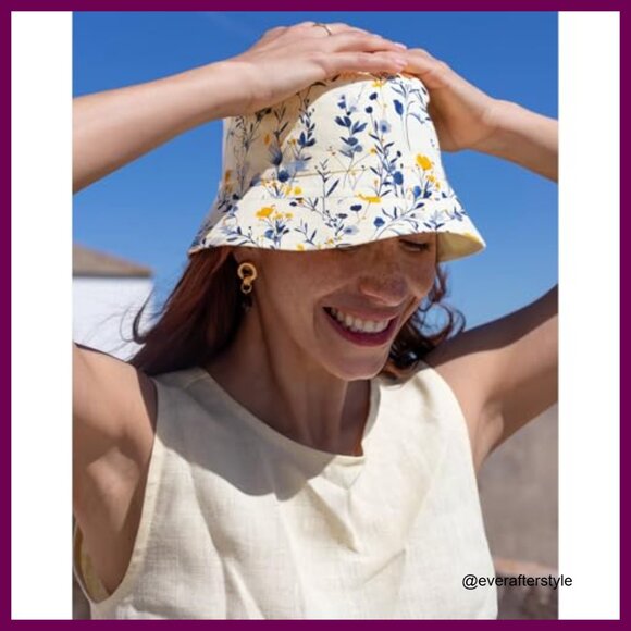 Polyester Bucket Hat with Floral Print, Unisex Fishing Sun Hat main image 5